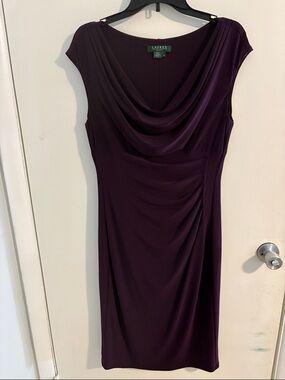Lauren Ralph Lauren Draped Cowl Neck Midi Dress - Plum